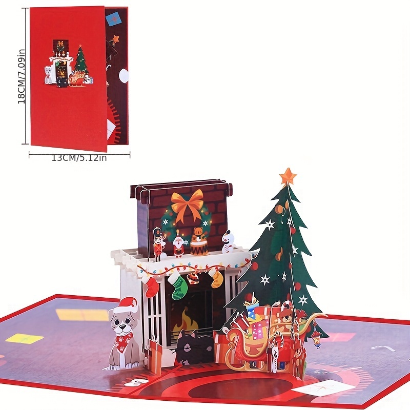 Cartes de vœux de noël pop-Up 3D, carte de vacances faite à la