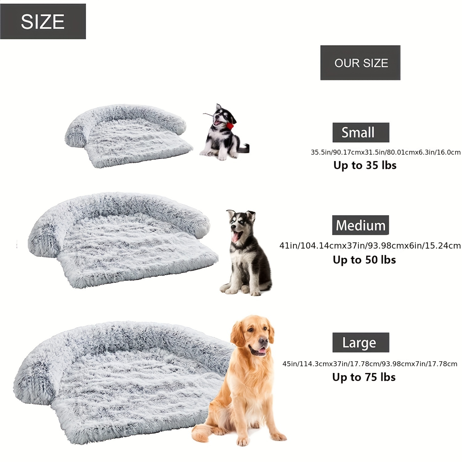 MoonxHome Plush Dog Bed with Foam Neck Bolster, Plush Pet Bed for Small  Dogs and Cats, Universal Pet Furniture Protector, Sofa Bed Cover, Machine