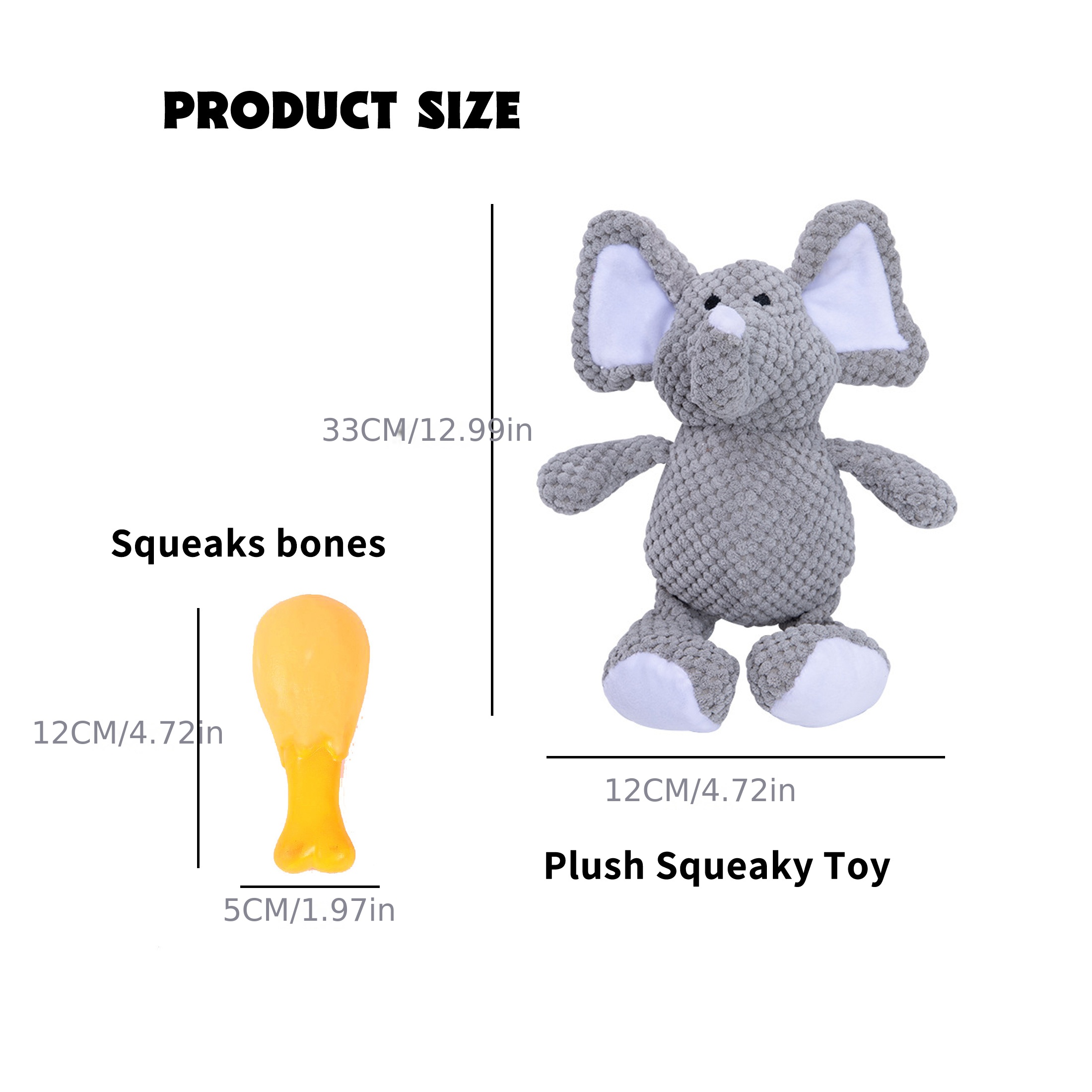 Elephant Soft Shell Plush Dog Toys Interactive Squeaky Dog Toys