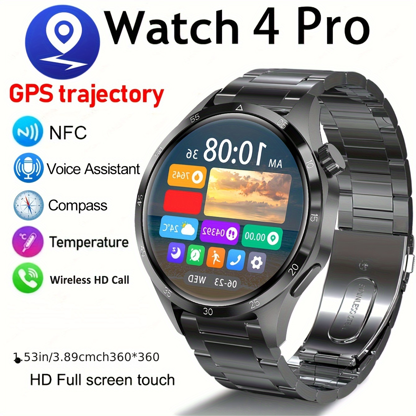 

2024 New Compass Smart Watch Men's Voice Assistant Wireless Call, Gps Sports Track, Call Rejection, 100+ Sports Fitness, 230mah Battery Capacity, 360*360 Hd Screen Watch