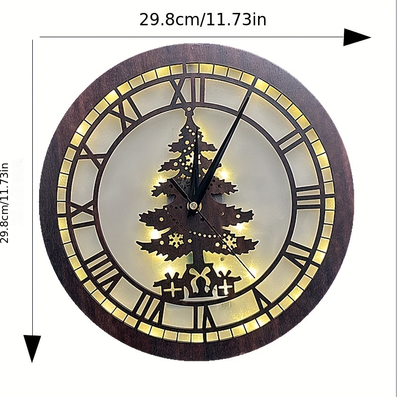 Retro Wooden Christmas LED Lamp with Clock Function