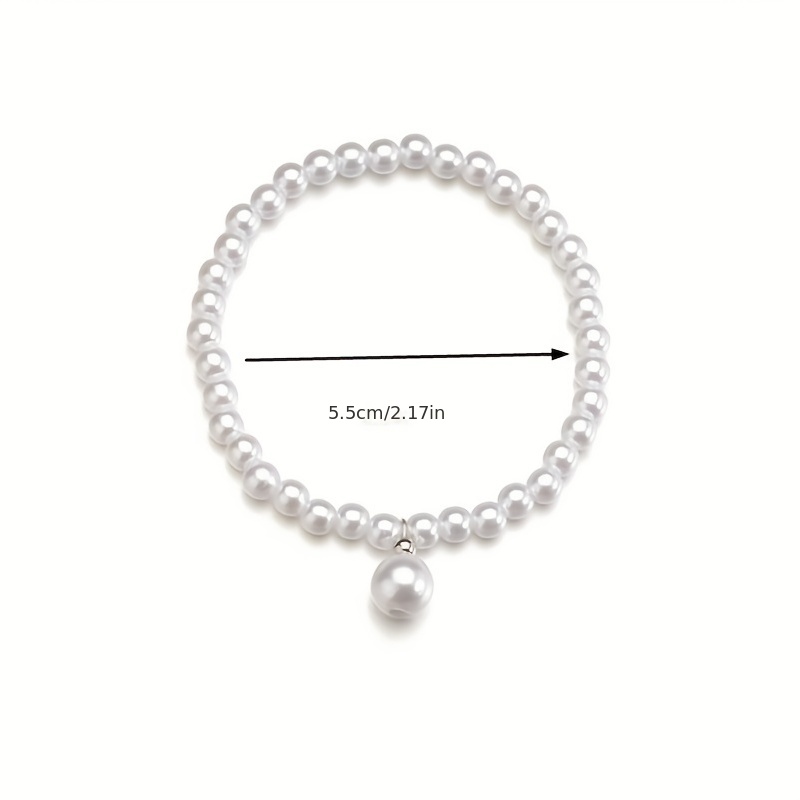 Mini Round Faux Pearls Beaded Anklet