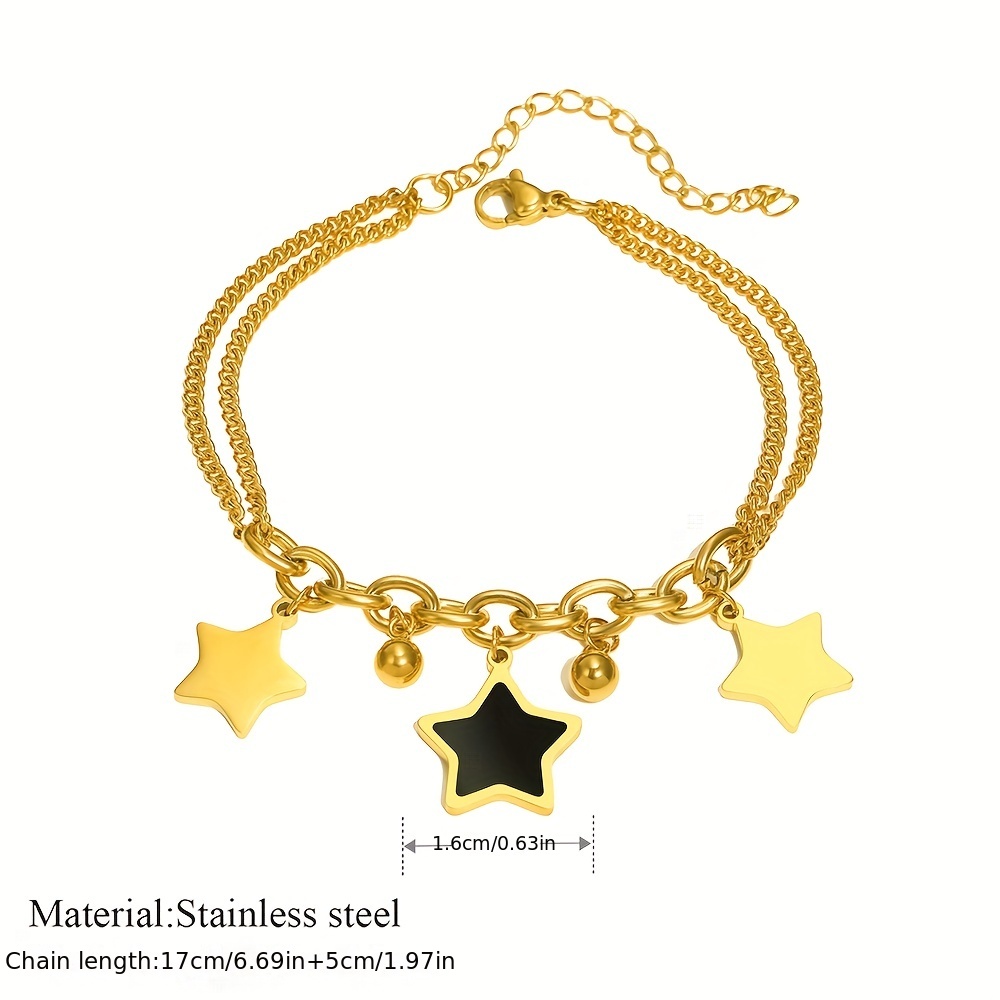 Women Chain Bracelet Gold Color Heart Charm Bracelets Stainless