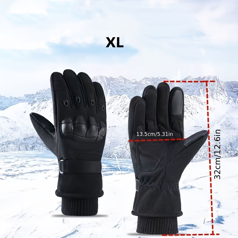 1 Pair Men's Winter Velvet Thickened Gloves, Outdoor Cycling Ski Gloves,  Non-slip Wear-resistant Protective Gloves, Touch Screen Hard Knuckle Full  Fin