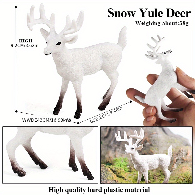 Simulation Christmas Snow White Tail Deer Wild Forest Jungle Animal Model  Set Christmas Decoration Ornament Toy La Ferme, Check Today's Deals