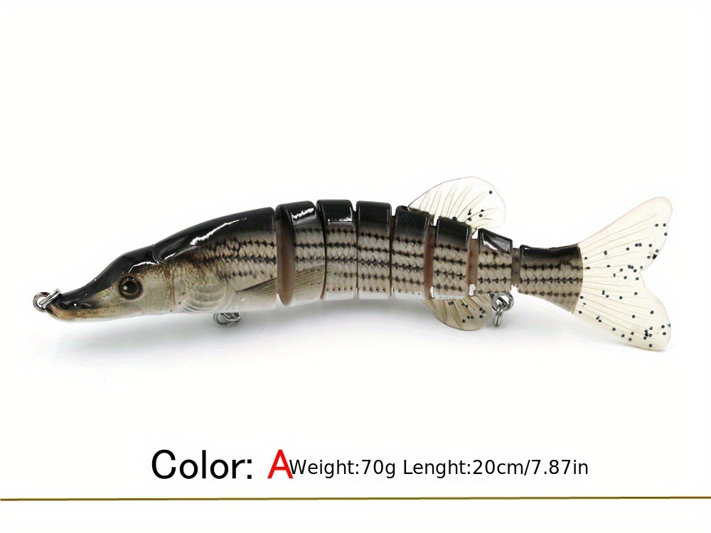 2X 20cm 40G Lifelike Multi-Jointed 8-Segement Pike Muskie Fishing Swimbait  Crankbait Hard Bait Fish Hook Tackle