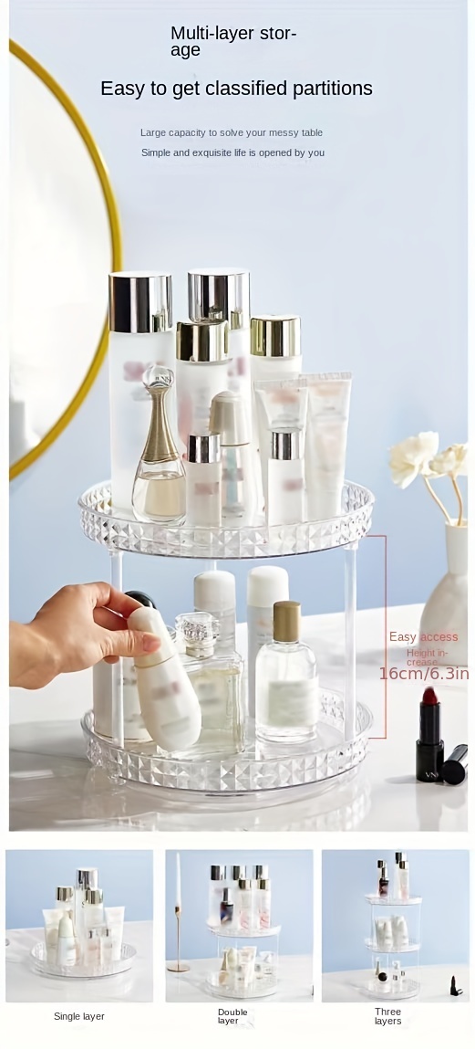 Multi layer Cosmetics Storage Rack 360° Rotating Clear - Temu