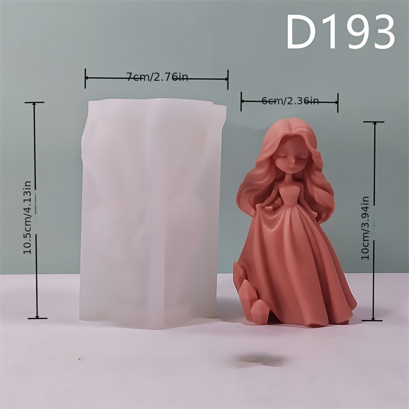 TEMU 1pc, Sweetheart Princess Long-haired Girl Series Silicone Mold | Handmade Candle And Epoxy Resin Mold