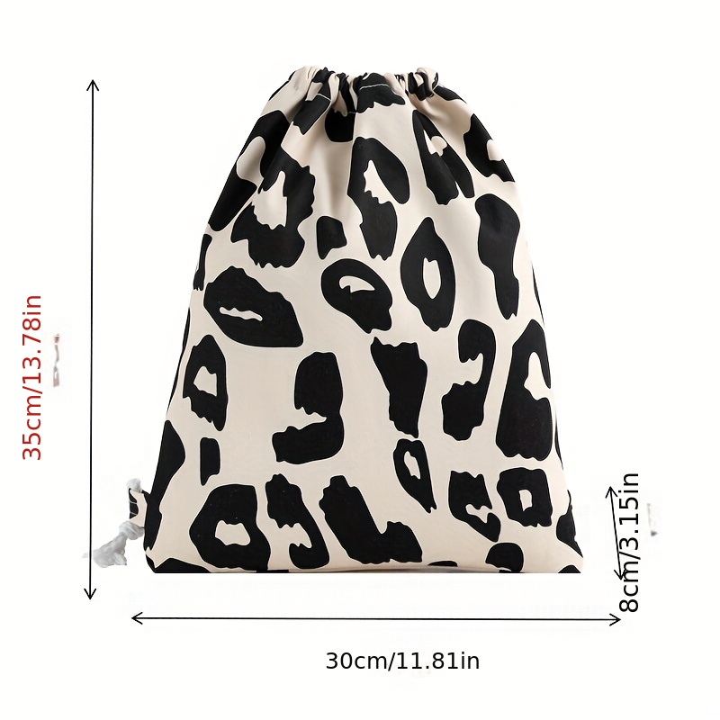 Pink Leopard Pattern Drawstring Backpack Lightweight Daypack