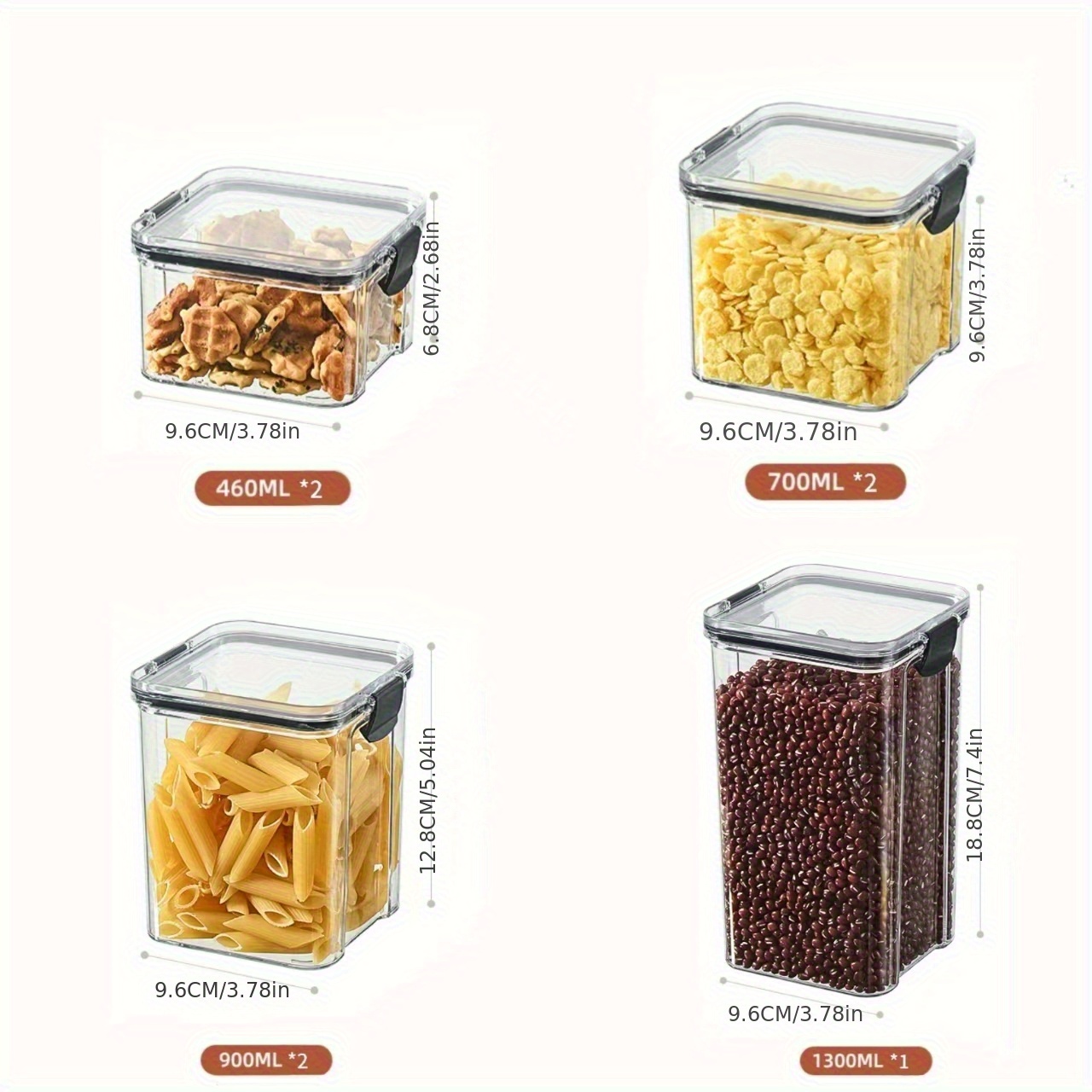 7pcs kitchen seal jar set suitable for cereal and grain food household moisture proof storage box transparent plastic snack and   container Product details 0