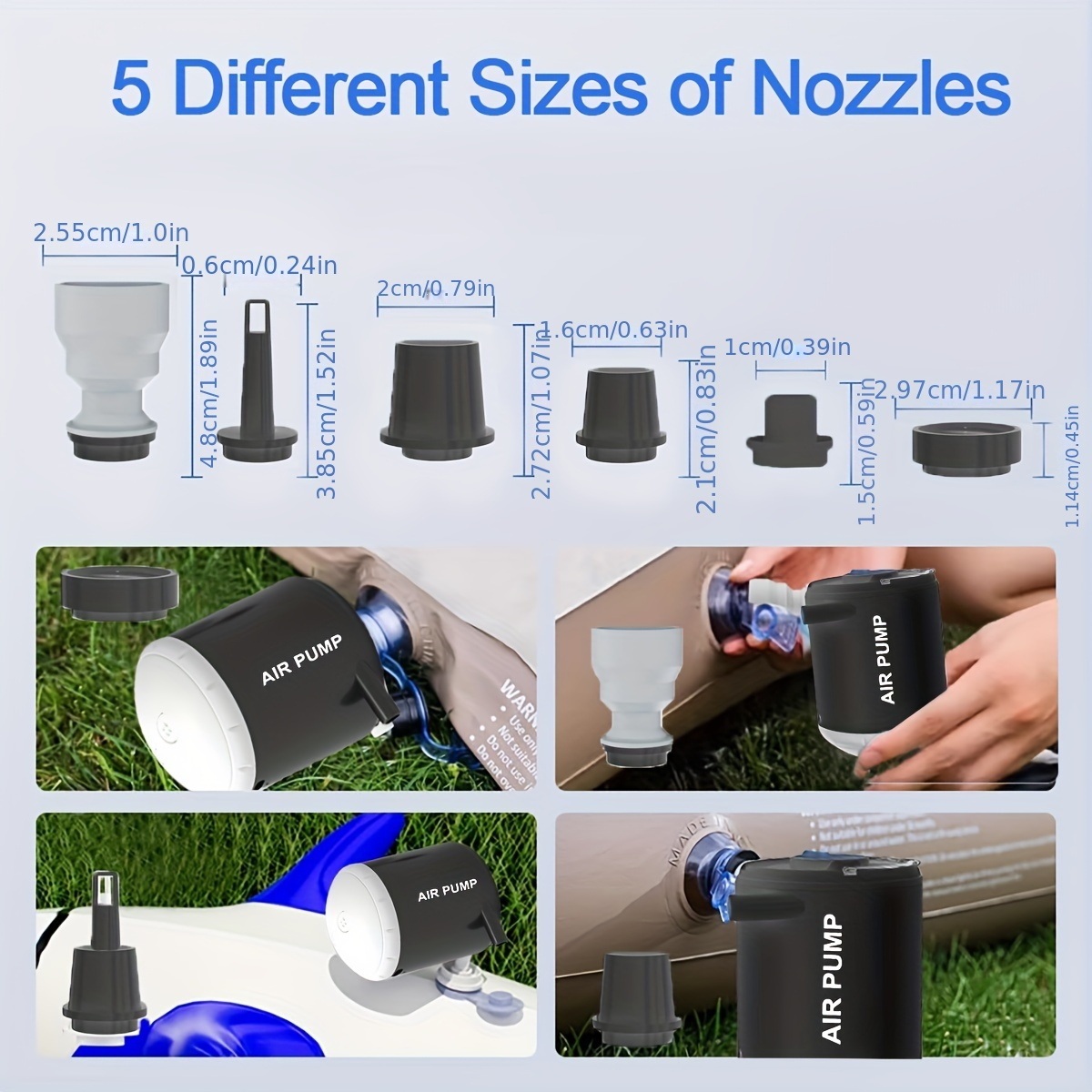 ultra compact portable air pump with camping light usb rechargeable 2000mah battery for pool floats air mattresses pump and battery jumper battery powered air pump details 3