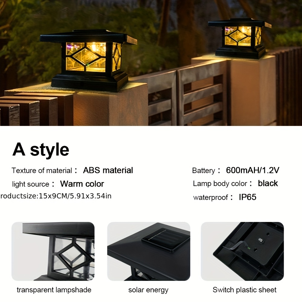 1pc Solar Outdoor Post Lights Ip65 Waterproof Outdoor Fence Post Light  Solar Powered For Deck Patio Warm White High-quality  Affordable Temu  Australia