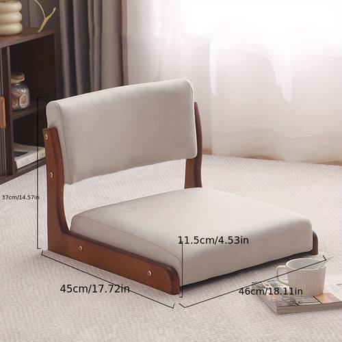 with backrest tatami stool floor chair solid wood backrest chair lazy bedside low chair bay