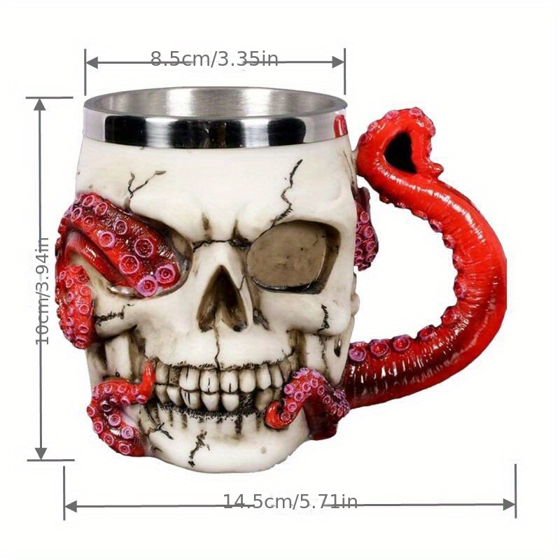 3d Vintage Beer Cup Large Capacity Beer Mug Colorful Skull Or Dragon Double  Wall Coffee Mug Office Stainless Steel Drinking Cup Halloween Gifts Day Of  The Dead Gifts - Temu