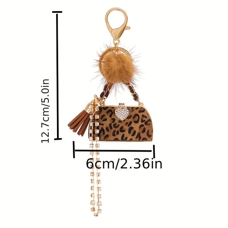 Leopard Keychain Leopard Keyring Pom Pom Animal Print Keychain 