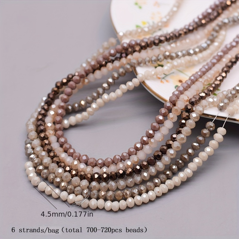 E-shop 4mm Beschichtung Farbe 6 Stränge/Beutel (ca. 700-720 Stück Perlen), Rondelle Glasperlen Facettierte Lose Spacer Perlen für Schmuckherstellung