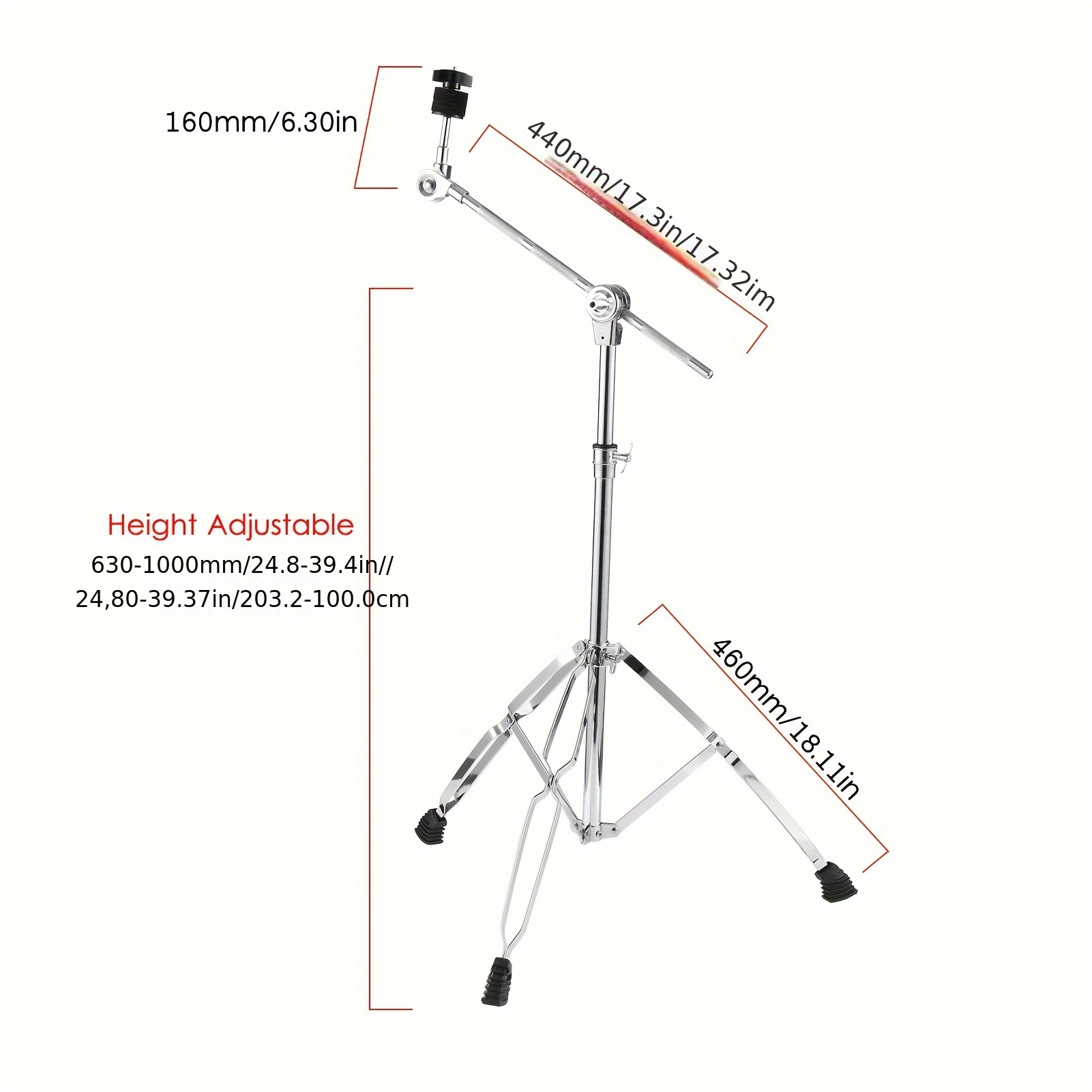 

Cymbal Stand Straight & Boom Cymbal Stand Double Braced Legs Height & Angle Adjustable Drum-kit Cymbal Support Rack Heavy Duty Boom/straight Combo With Rubber Feet Suitable For 14 Inch Cymbals