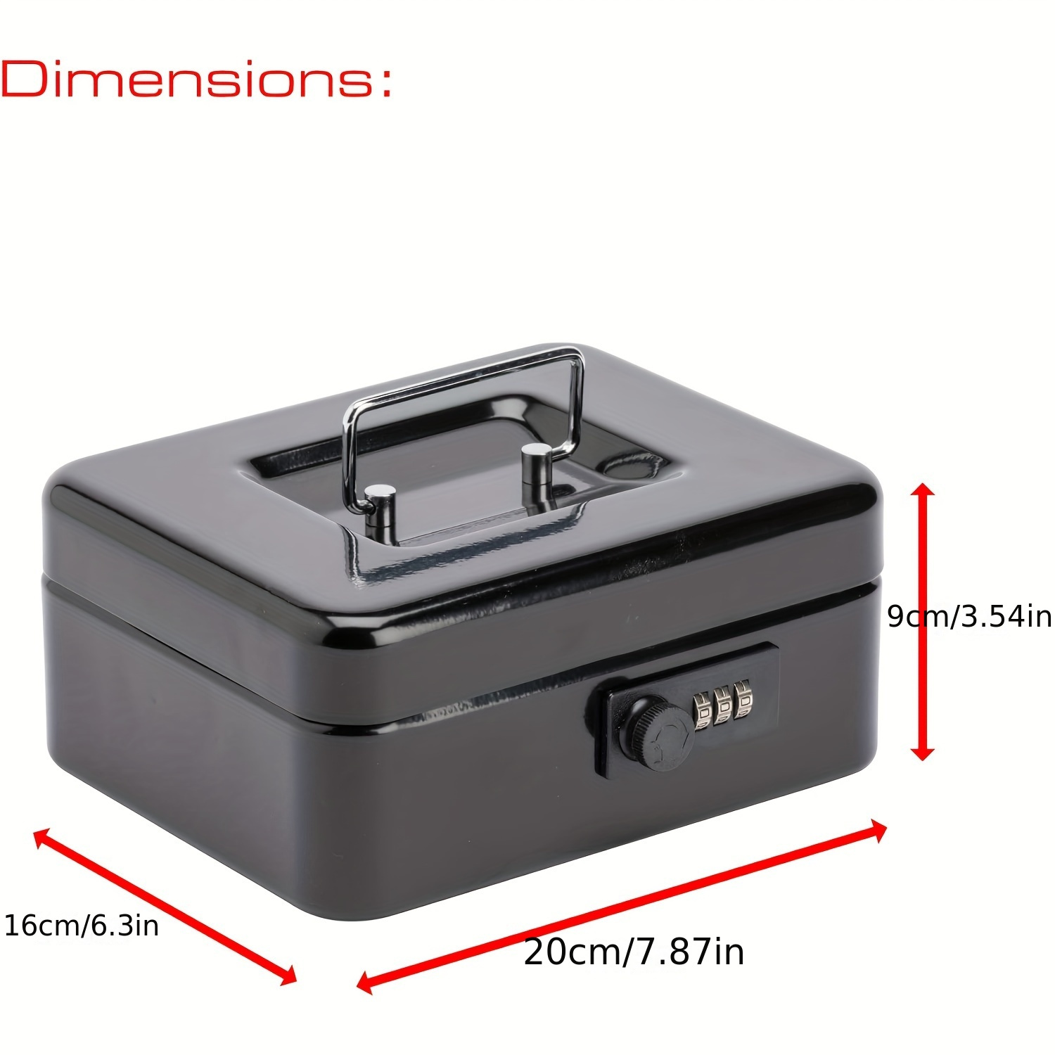 Caja de efectivo con llave de bloqueo y bandeja de dinero, caja de dinero  grande para dinero en efectivo, caja de metal con cerradura para dinero