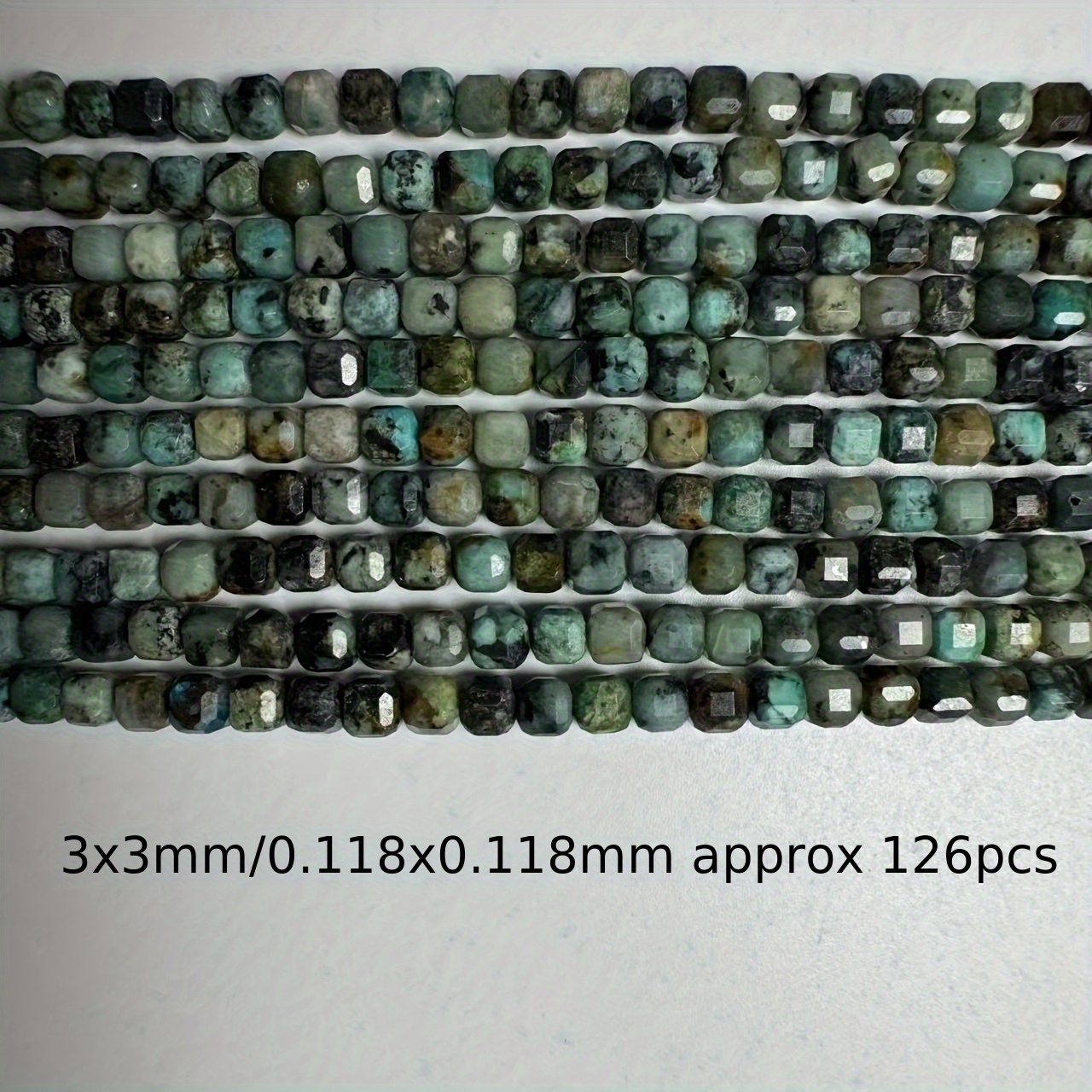 TEMU 126 pezzi di perline quadrate sfaccettate in turchese naturale da 3X3 mm - Splendide perline distanziatrici sciolte - Lusso - per di gioielli in