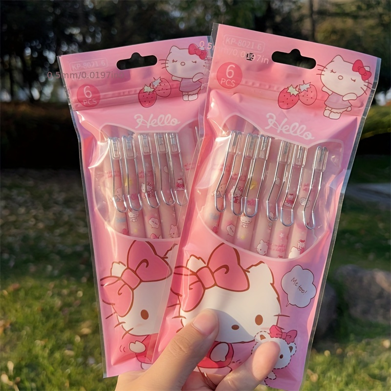 

6-piece Hello Kitty Black Gel Pens - Cute Office & School Writing Supplies, Perfect Gift Idea