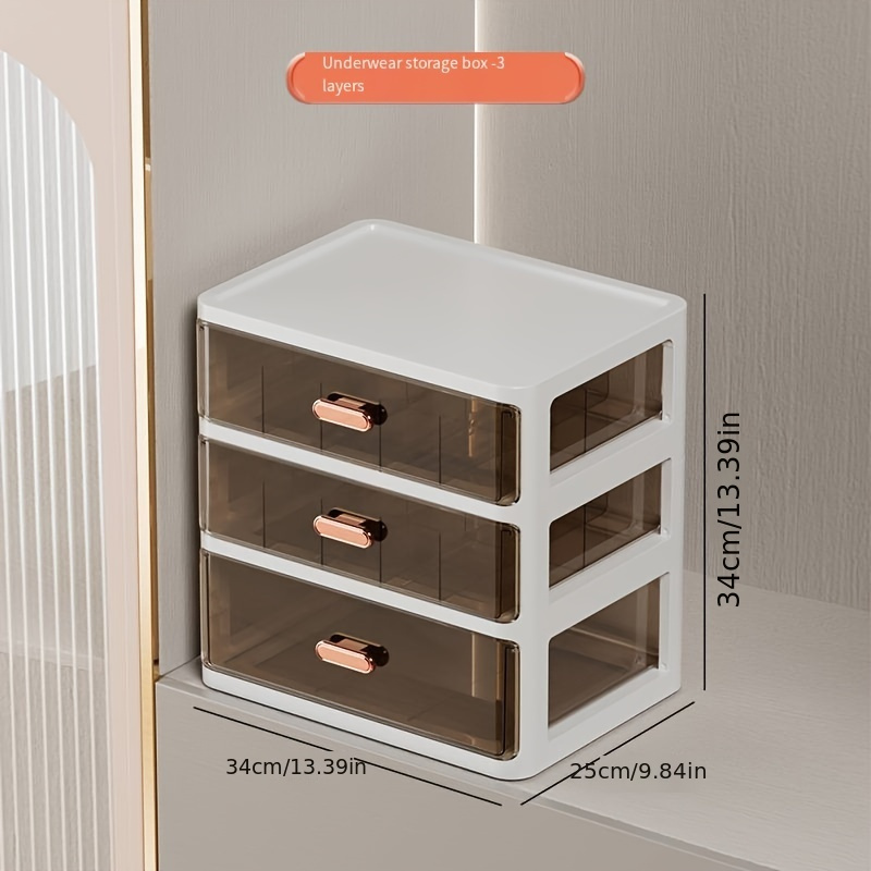 1pc 3tier Plastic Underwear Storage Organizer With Drawers