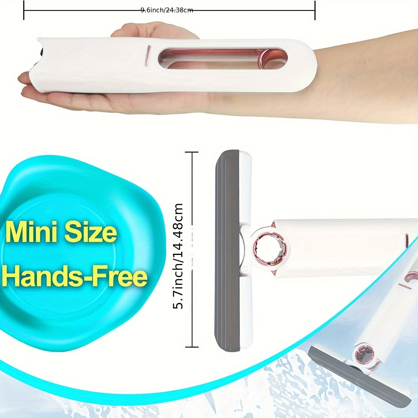 portable mini mop self squeeze sponge mops lazy hand free household mini desktop car glass cleaning mop 2 cotton heads 1 squeeze handle details 2