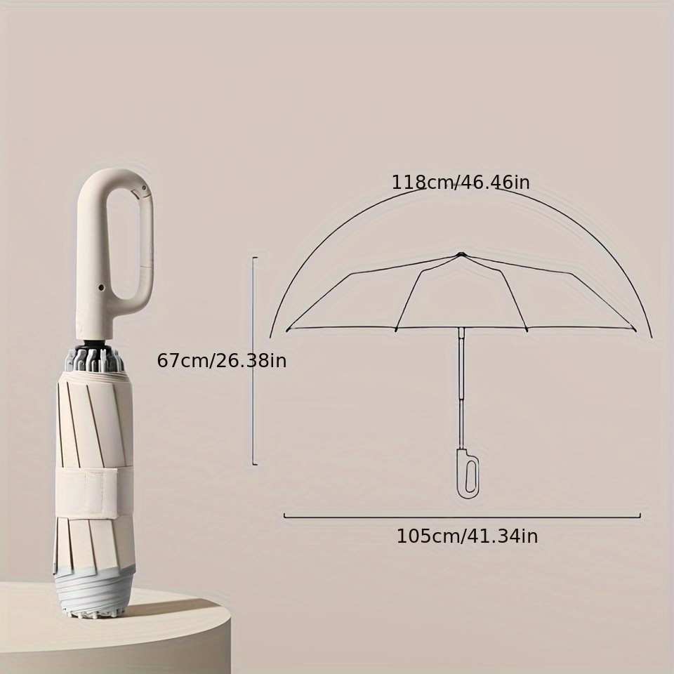   with carabiner handle ring   umbrella sturdy windproof travel portable reverse automatic umbrella portable folding umbrella for rain sun car umbrella for women men details 3