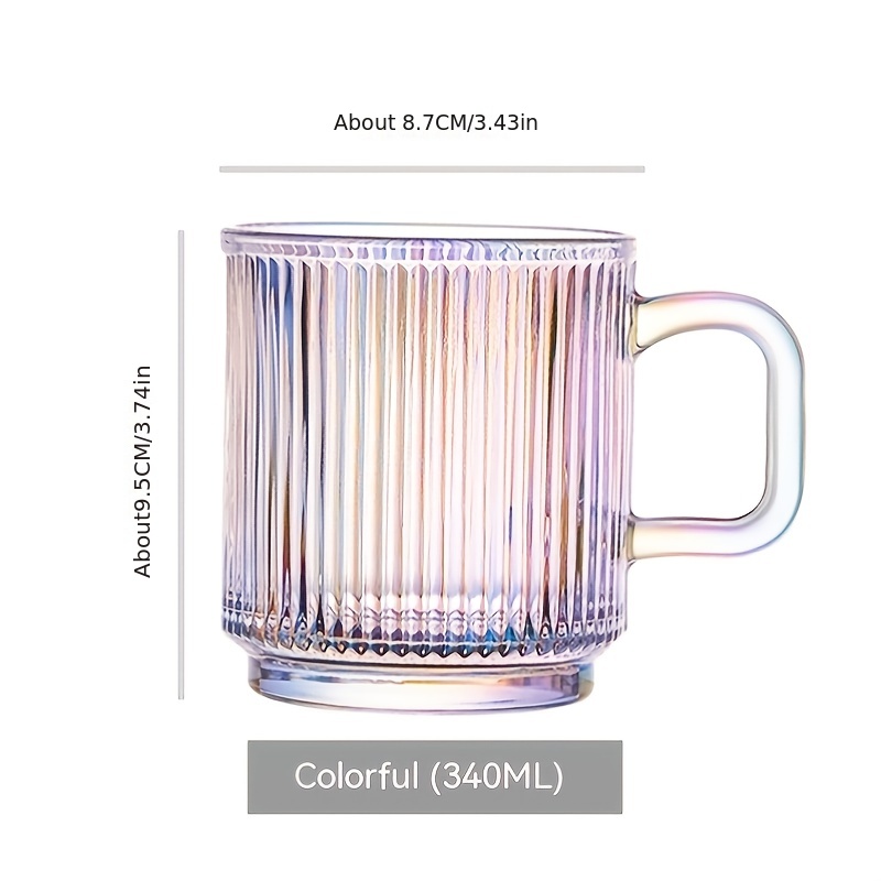 Stripe Glass Coffee Mugs Large Capacity Tumbler Milk Juice Water