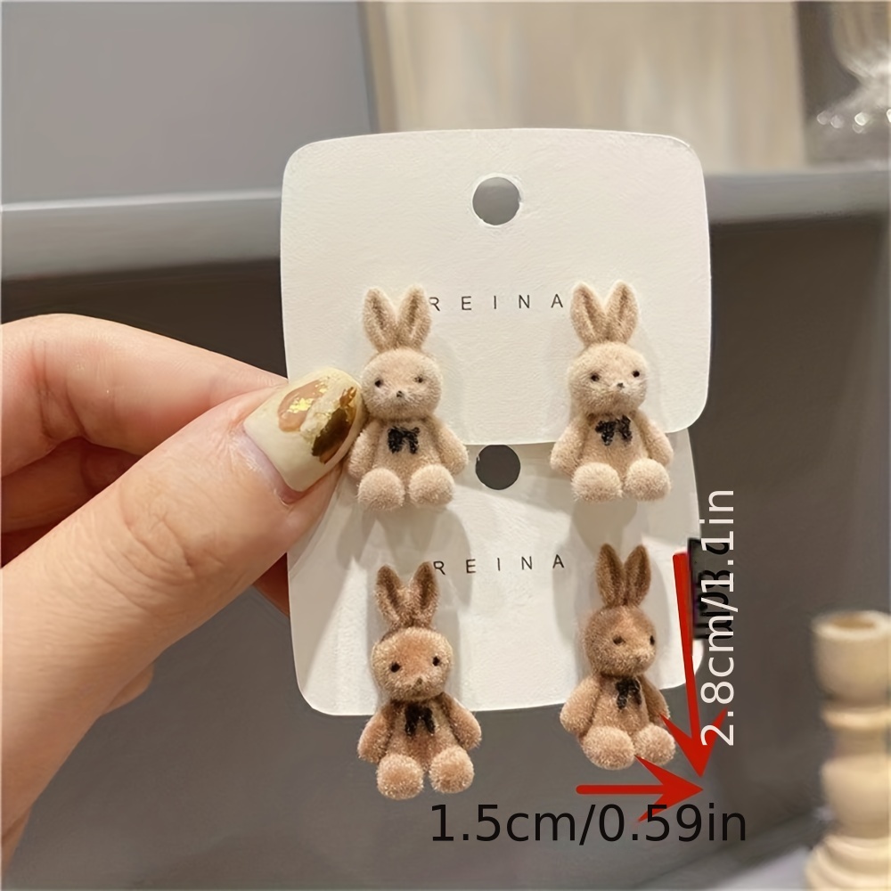 Plush Teddy Bear Girl's Earrings Bunny Gift