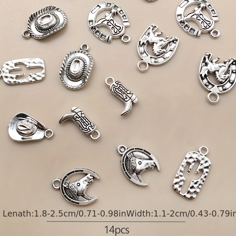 PH PandaHall 10 Styles Western Cowboy Charms, Antique Silver Alloy Pendants  Horse Cowboy Boot Gun Hat Charms for Father's Day DIY Necklace Bracelet