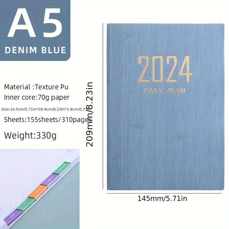 AGENDA GIORNALIERA SMALL - 2024 -SMALL DAILY DIARY - LIGHT BLUE