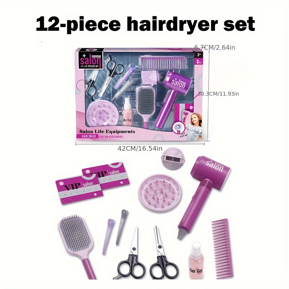 Kids Makeup Set For Girls Gifts Pretend Play Hairdressing Hair Simulation  Styling Tools Blow Dryer Beauty