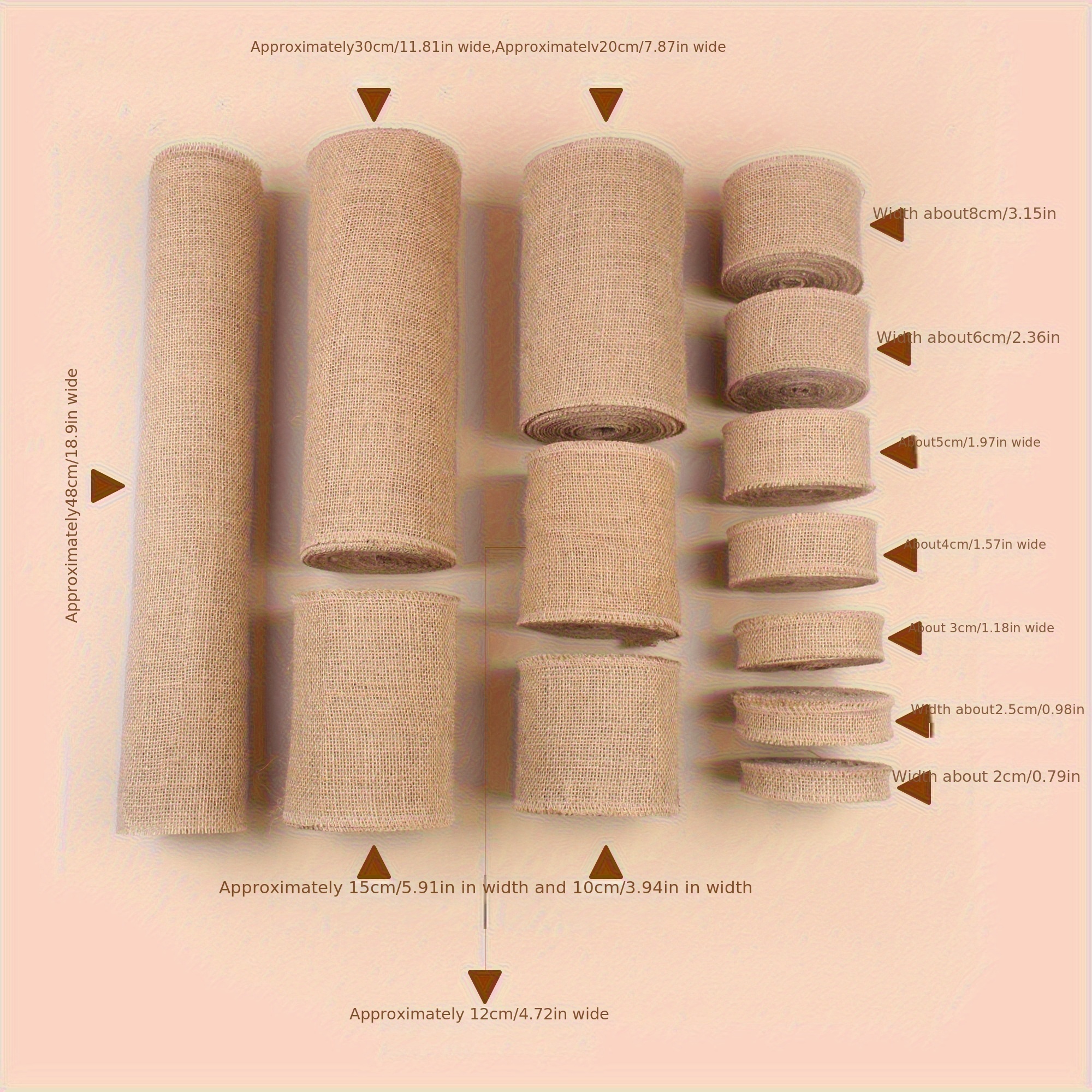 natural jute fabric rolls diy craft material for handmade christmas wedding decor   vase arrangements rustic home decor supplies cloth ribbons for crafts neutral decorative trim holiday   farmhouse style textile event planners