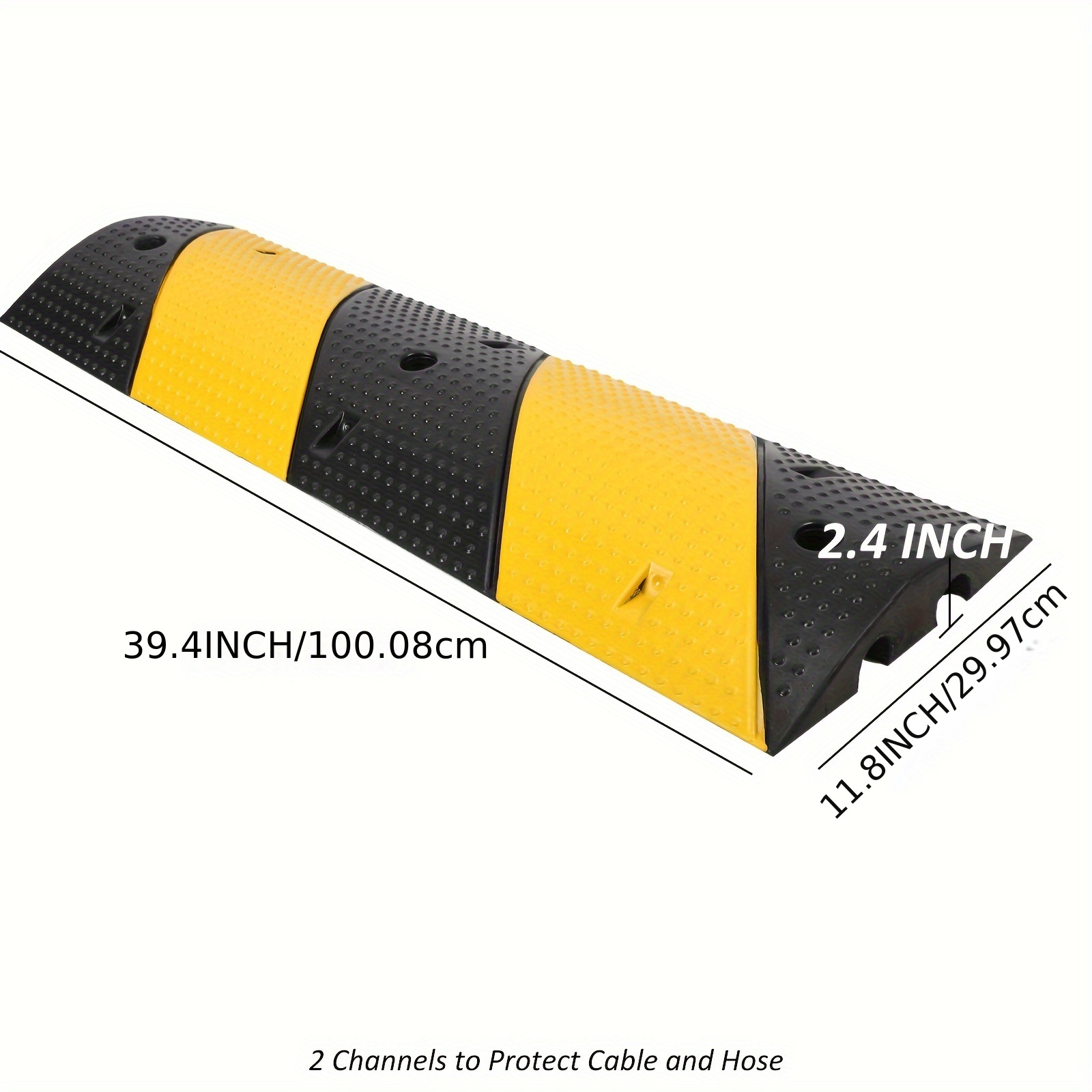 1pcs 6 ft rubber 2 channel modular heavy duty s 25000 lbs load capacity cable protector ramp for asphalt concrete gravel driveway road details 2