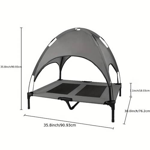 elevated dog bed with canopy portable raised dog bed cooling board mesh pet cot for large dogs oxford fabric removable canopy shade for camping beach indoor outdoor
