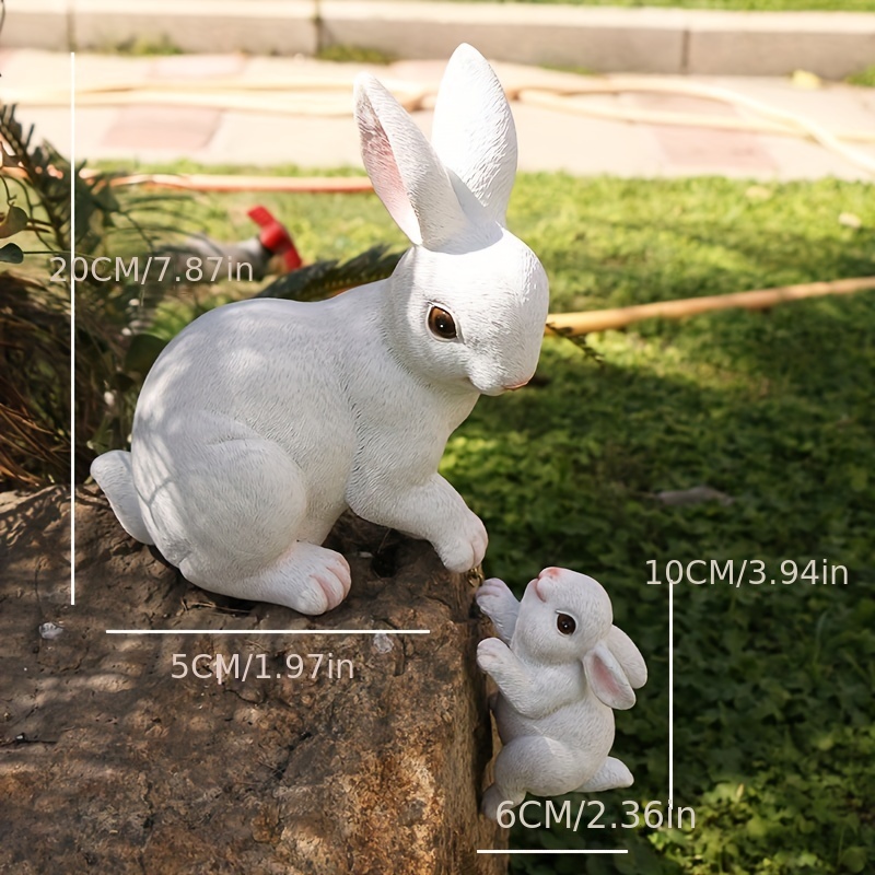 Mother And Child Rabbit Small Statue Vintage Solid Brass Cute Animal  Figurine Miniature Desktop Ornament Home Decorations Crafts