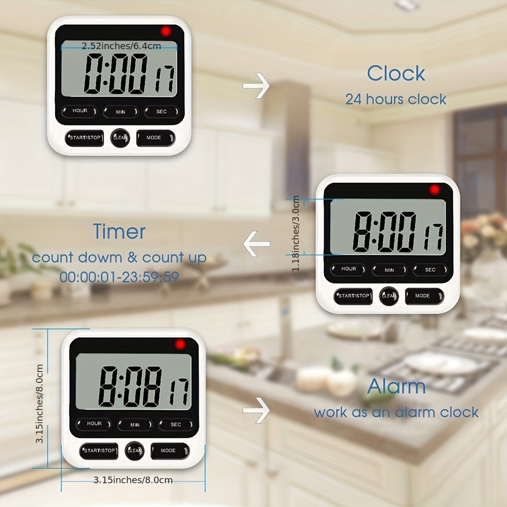  Digital Kitchen Timer with Mute/Loud Alarm Switch ON