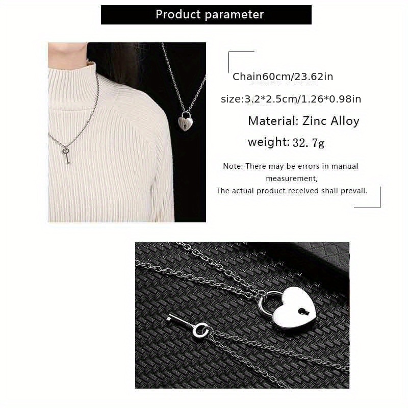 Chrees Stainless Steel Chain Punk Padlock Necklace, Key Padlock Pendant  Necklace, Couple Padlock Necklace, Lock with Key, Party Mens Chic Gifts for  Girlfriend Valentine's Day