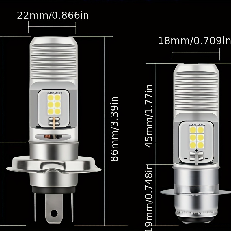 H4 Ba20d Led Motorcycle Headlight Bulb 11v 60v 6500k Moto - Temu