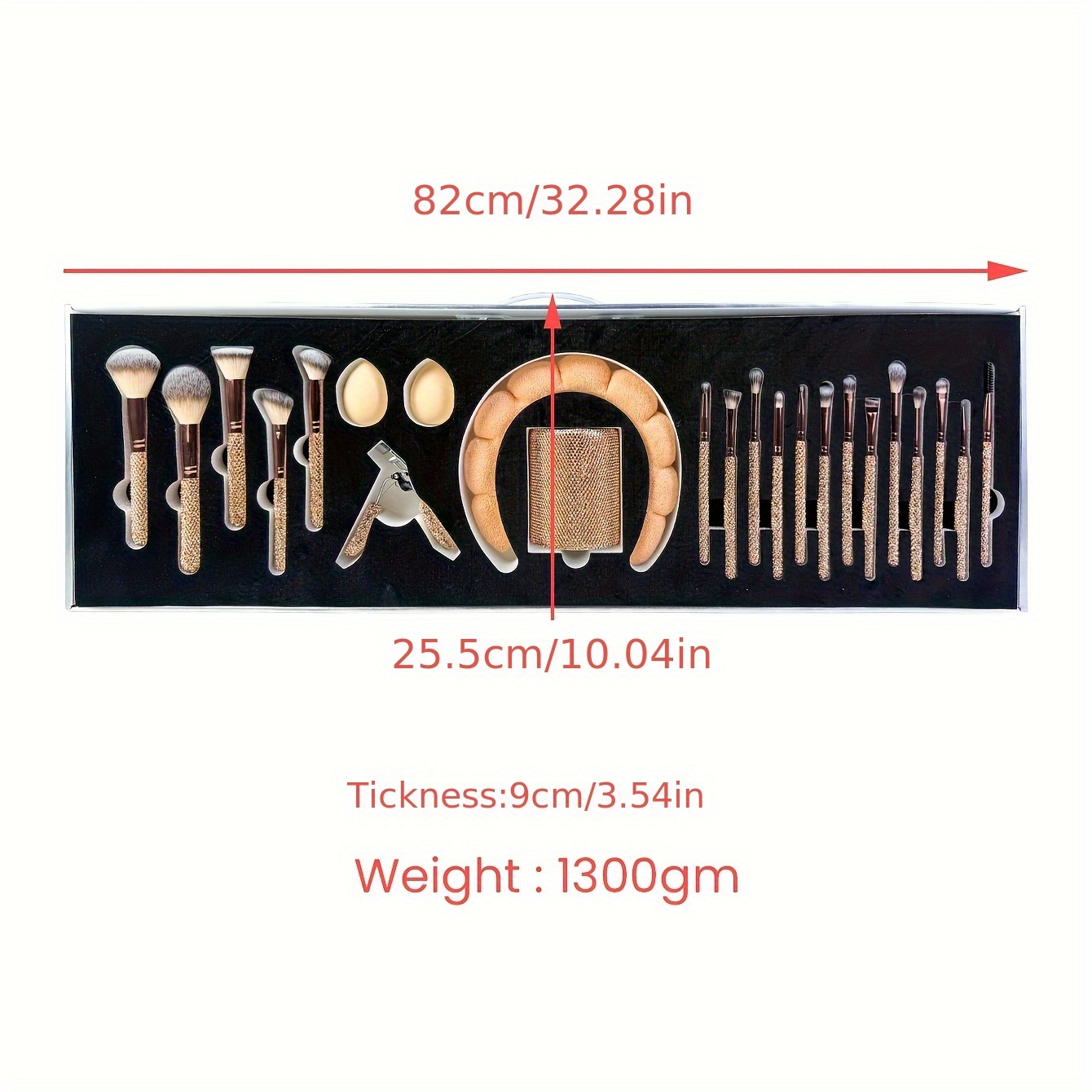 conjunto de maquilhagem   com 23 peças de diamante, incluindo 18 peças de pincéis de maquilhagem incrustados com diamantes, balde de armazenamento de diamantes, faixa de cabelo,   de delineador,   de pó,   de blush,   de corretor,   de  ,   de mistura de nariz,   de base,   de  ,   de lábios,   de sobrancelha,   de highlighter, adequado para presente ou uso pessoal, ferramentas de maquilhagem de diamante. detalhes 3