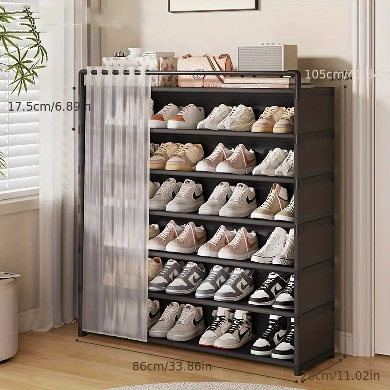 1 set dustproof foldable shoe display rack with non slip base easy to clean multi layer storage shelf for shoes and accessories Product details 5
