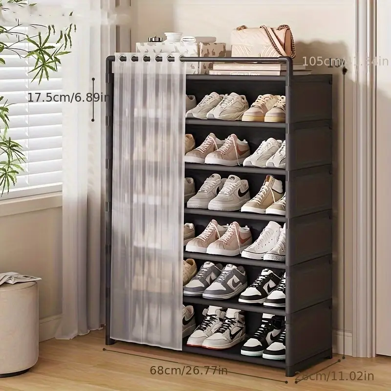 1 set dustproof foldable shoe display rack with non slip base easy to clean multi layer storage shelf for shoes and accessories Product details 6