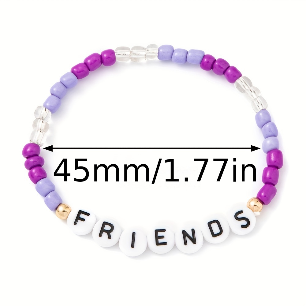 20pcs/set Colorful Beads Charm Friendship Bracelets Handmade Elastic Cord Bracelet Girl Jewelry, Jewels Accessories,Temu