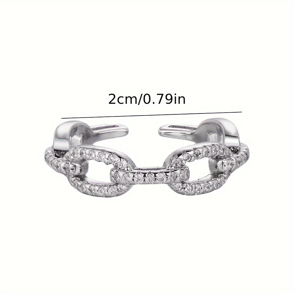 Women's Fashion Silvery Chain Zirconia Copper Alloy Ring
