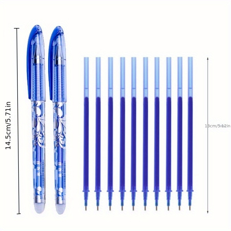 13pcs/set Erasable Gel Pen Set 0.5mm Blue Black Color Writing Gel Pens Refills Rods Washable Handle for School Office Stationery Supplies(2 pens+1 Eraser+10 refills)