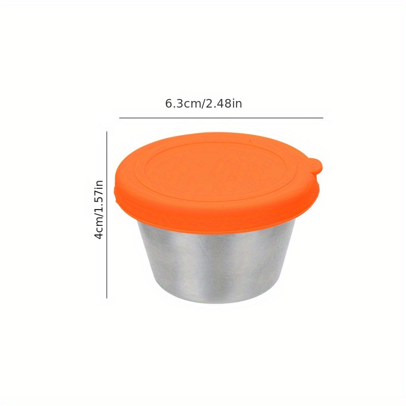 1Pc Square Stainless Steel Sauce Cup with Lid Outdoor Portable