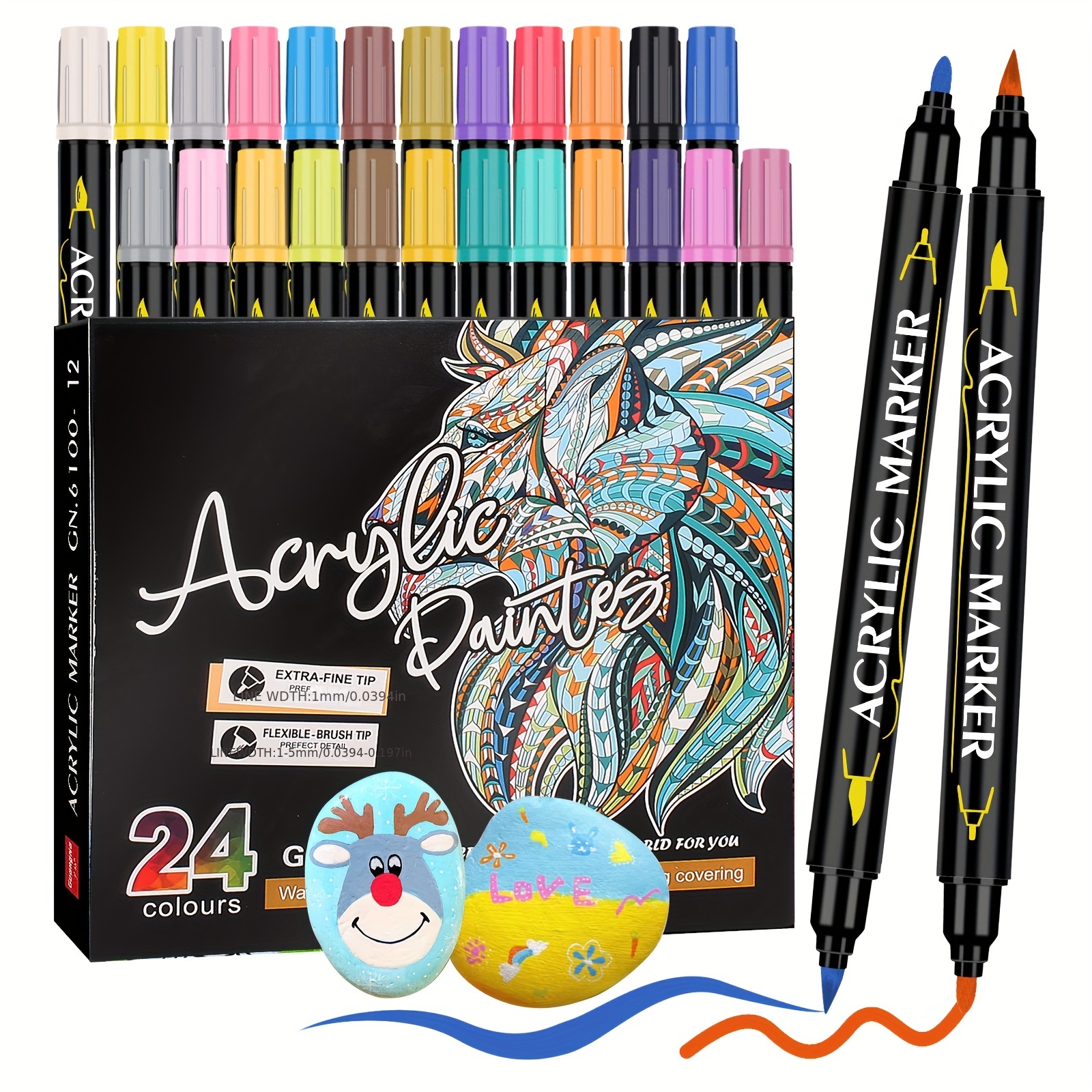 12 24colors Acrylic Marker Colorful Cartoon Pen For Student - Temu
