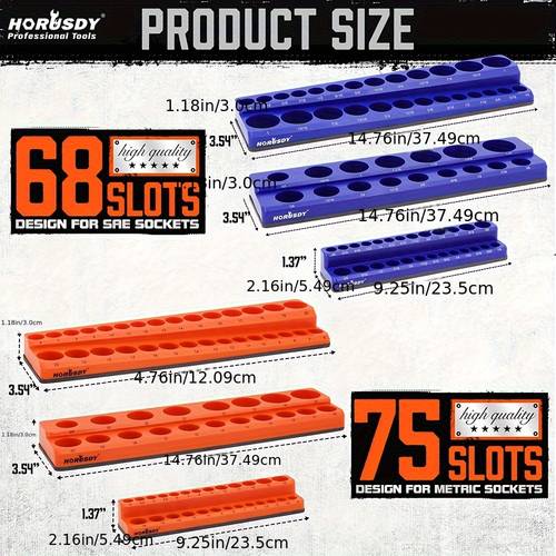 6 piece magnetic socket organizer set magnetic socket holder 1 4 3 8 1 2 socket holds 143 pieces magnetic socket trays