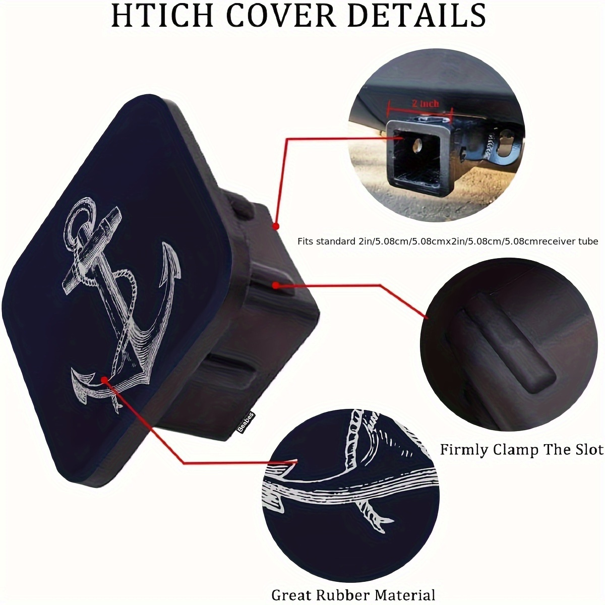 Trailer Hitch Cover Rubber Tow Hook Cover Plug Tow Bar for Truck