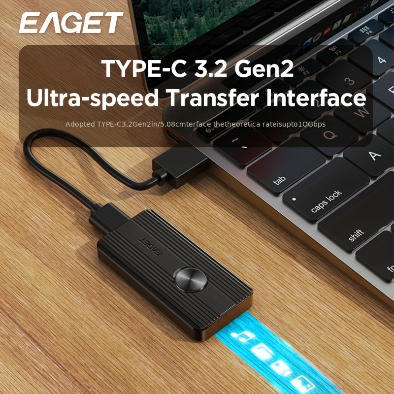 EAGET Disque Dur SSD Externe 2 To 1 To 512 Go Transfert Haute Vitesse USB3.2  Type C Gen2 Disque SSD Portable Pour Ordinateurs Portables PS4 PC - Temu  Belgium